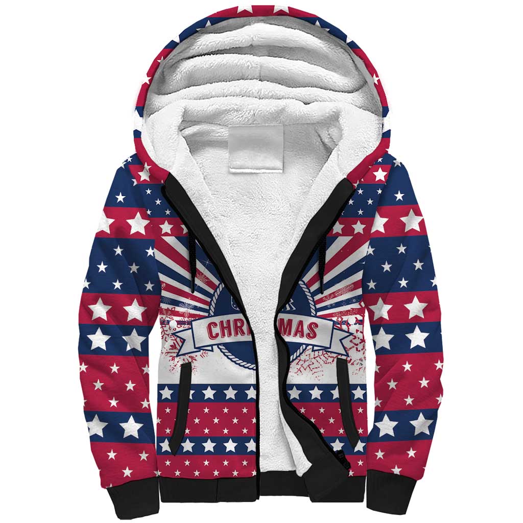 USA Christmas Sherpa Hoodie The Stars and Stripes Xmas Style - Wonder Print Shop