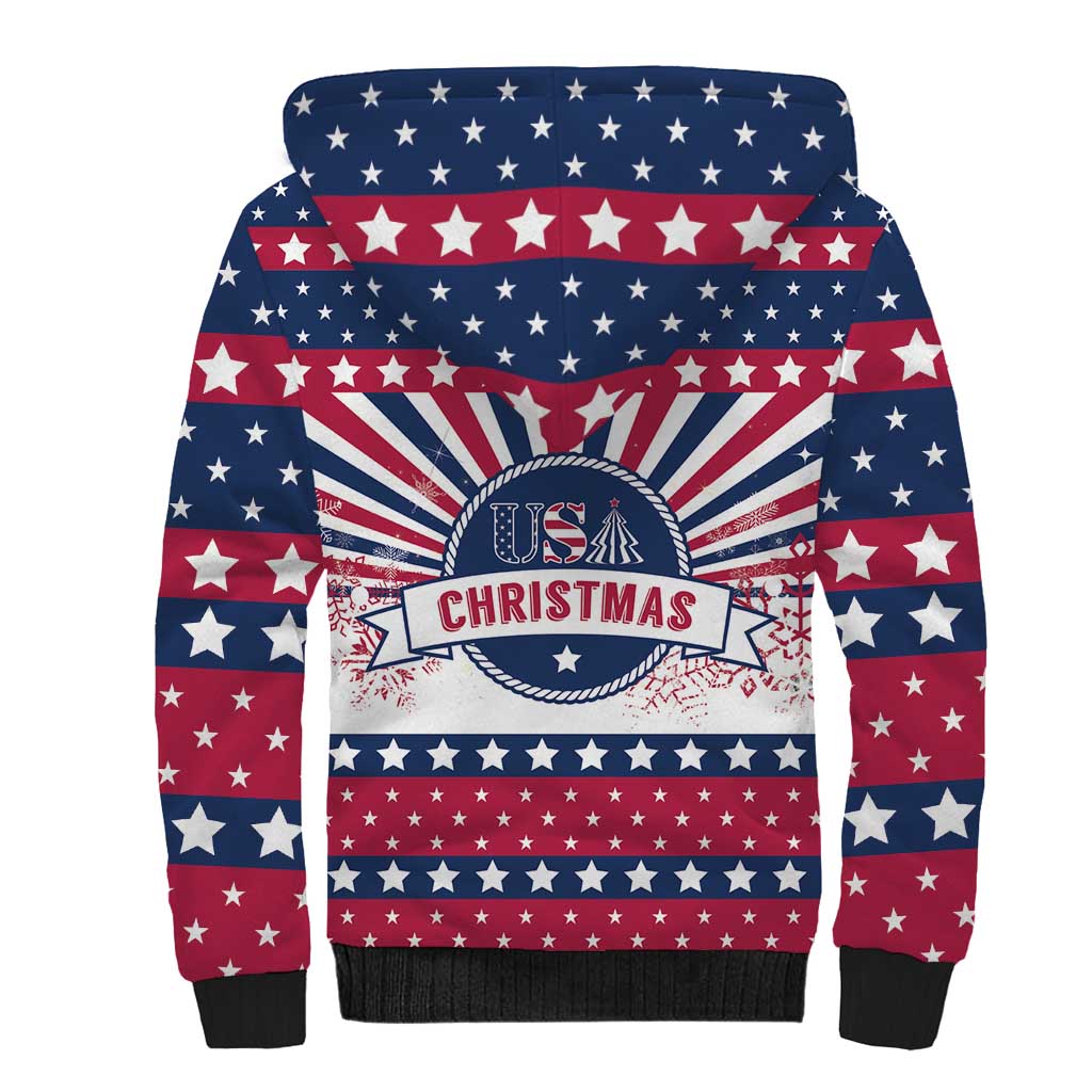 USA Christmas Sherpa Hoodie The Stars and Stripes Xmas Style - Wonder Print Shop