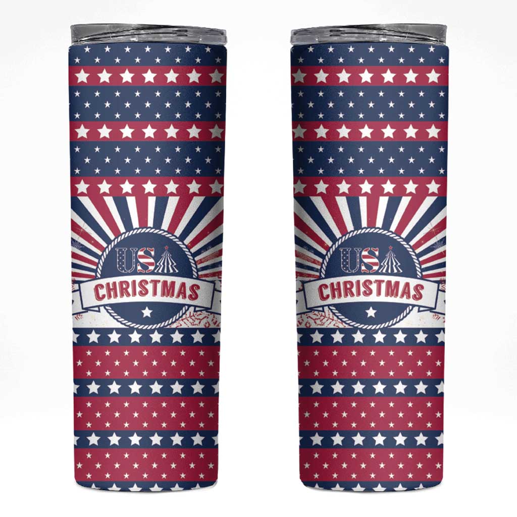 USA Christmas Skinny Tumbler The Stars and Stripes Xmas Style - Wonder Print Shop