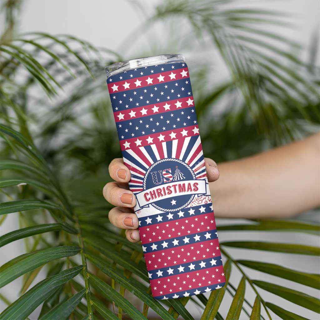 USA Christmas Skinny Tumbler The Stars and Stripes Xmas Style - Wonder Print Shop