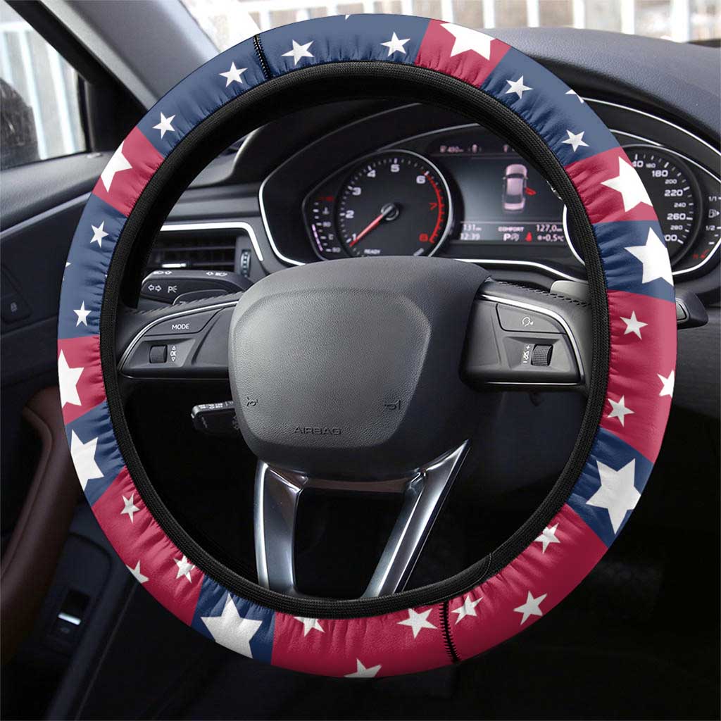 USA Christmas Steering Wheel Cover The Stars and Stripes Xmas Style - Wonder Print Shop
