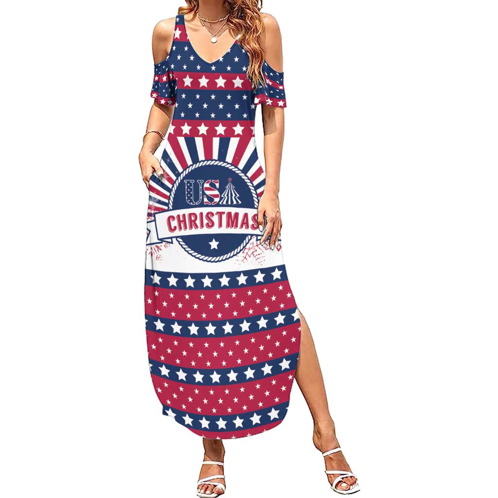 USA Christmas Summer Maxi Dress The Stars and Stripes Xmas Style - Wonder Print Shop
