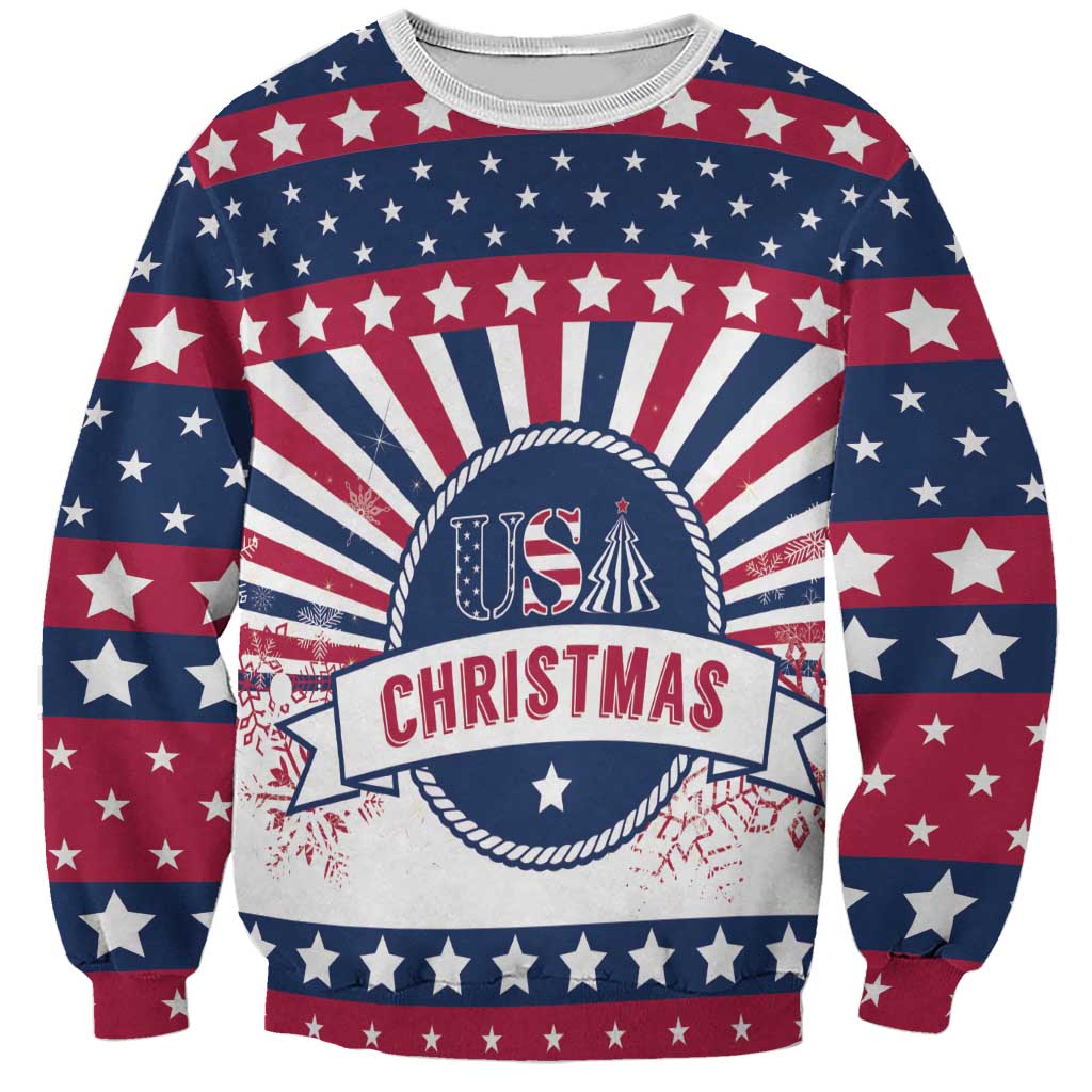 USA Christmas Sweatshirt The Stars and Stripes Xmas Style - Wonder Print Shop
