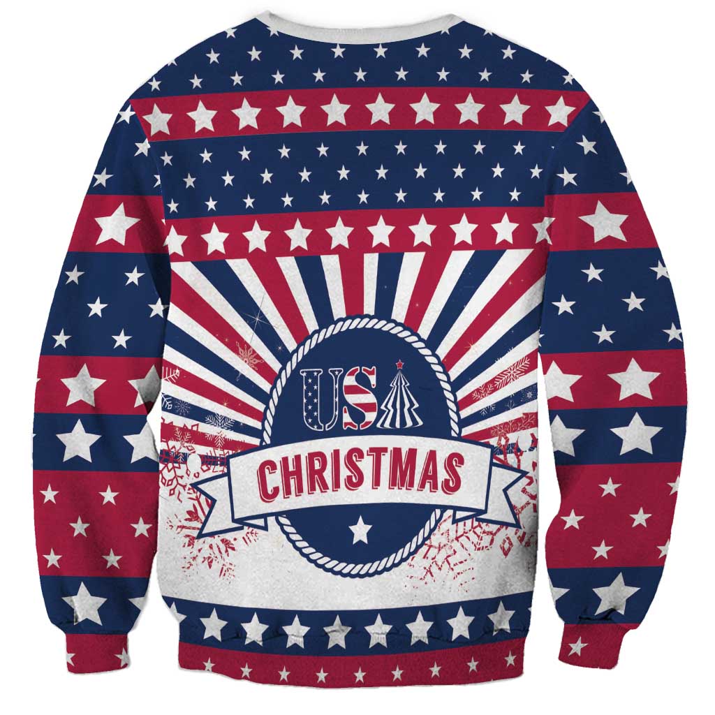 USA Christmas Sweatshirt The Stars and Stripes Xmas Style - Wonder Print Shop