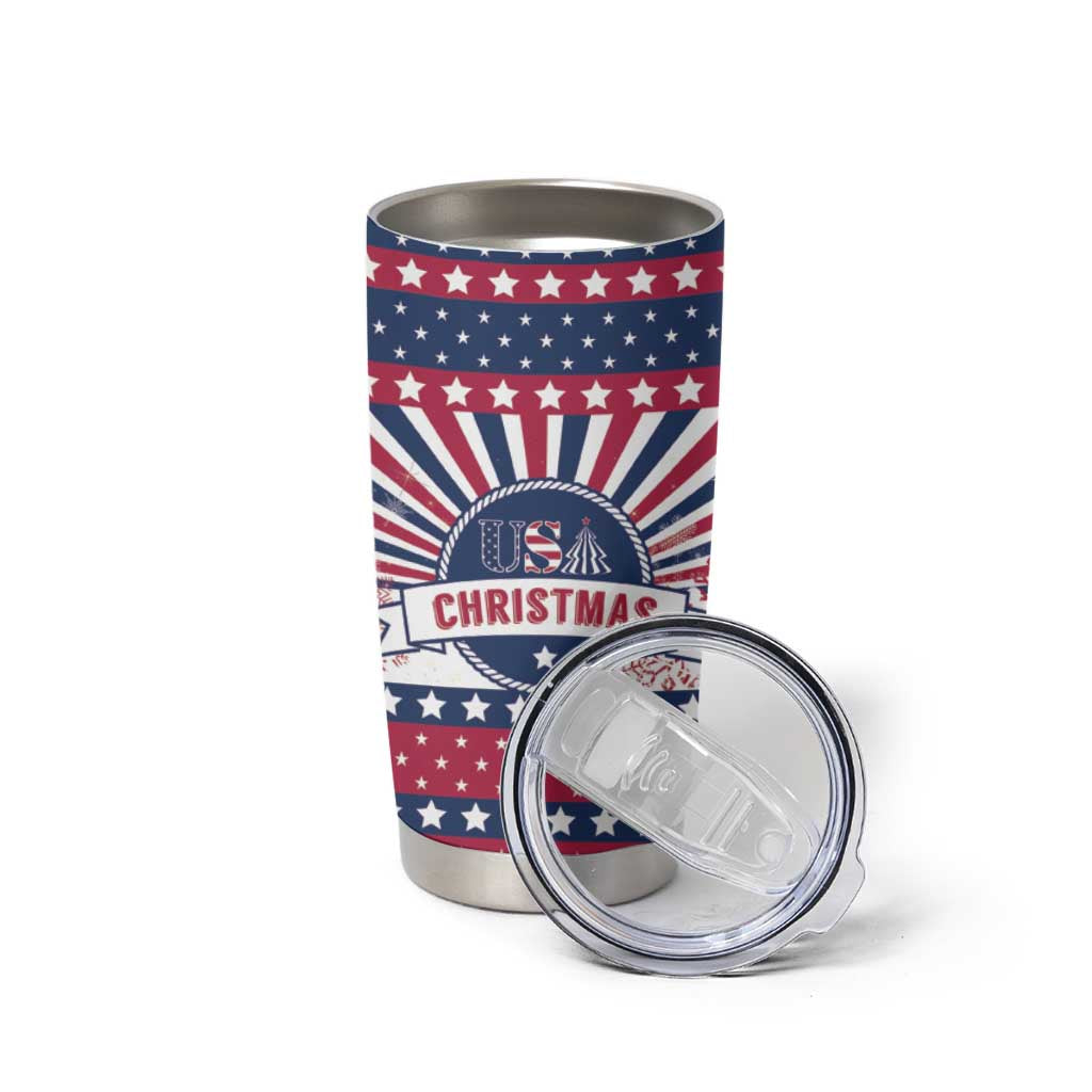 USA Christmas Tumbler Cup The Stars and Stripes Xmas Style - Wonder Print Shop