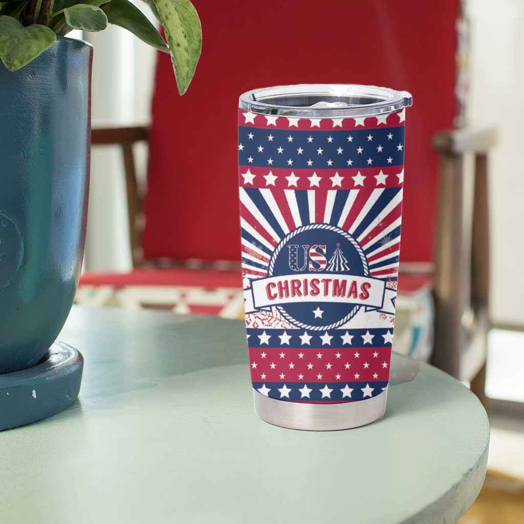 USA Christmas Tumbler Cup The Stars and Stripes Xmas Style - Wonder Print Shop