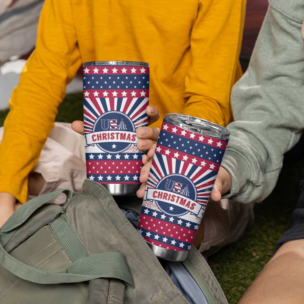 USA Christmas Tumbler Cup The Stars and Stripes Xmas Style - Wonder Print Shop