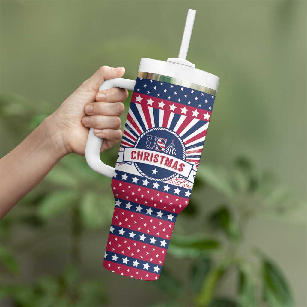 USA Christmas Tumbler With Handle The Stars and Stripes Xmas Style - Wonder Print Shop