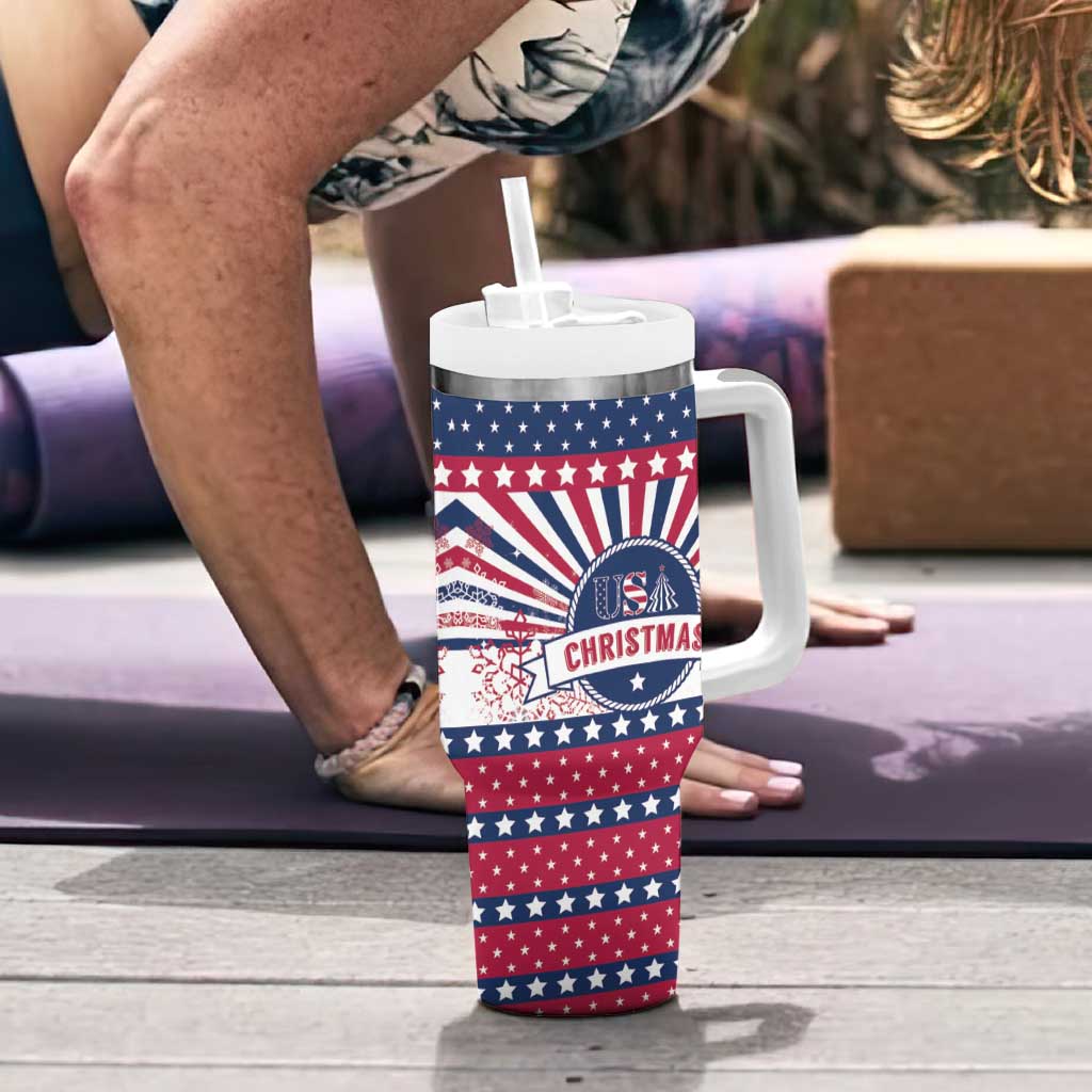USA Christmas Tumbler With Handle The Stars and Stripes Xmas Style - Wonder Print Shop