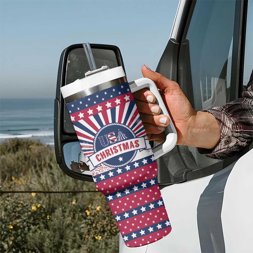 USA Christmas Tumbler With Handle The Stars and Stripes Xmas Style - Wonder Print Shop
