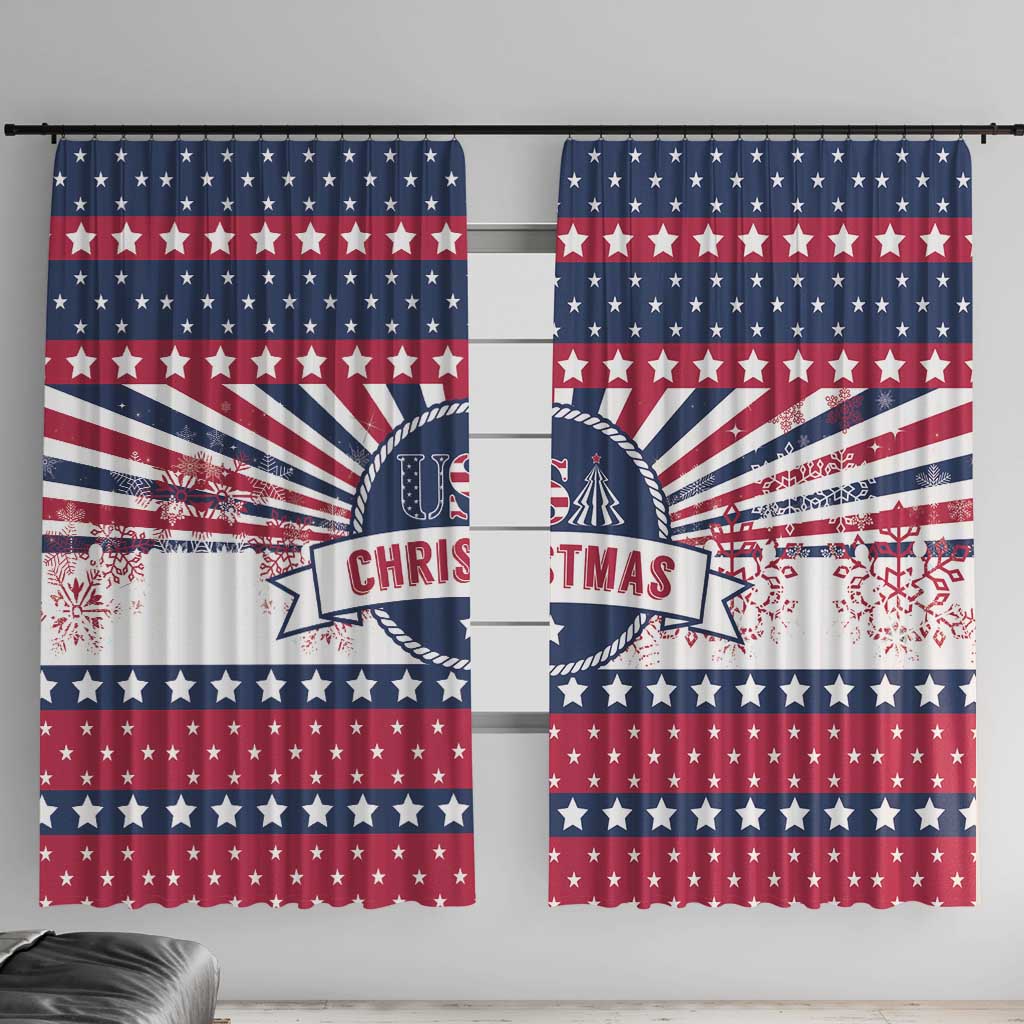 USA Christmas Window Curtain The Stars and Stripes Xmas Style - Wonder Print Shop