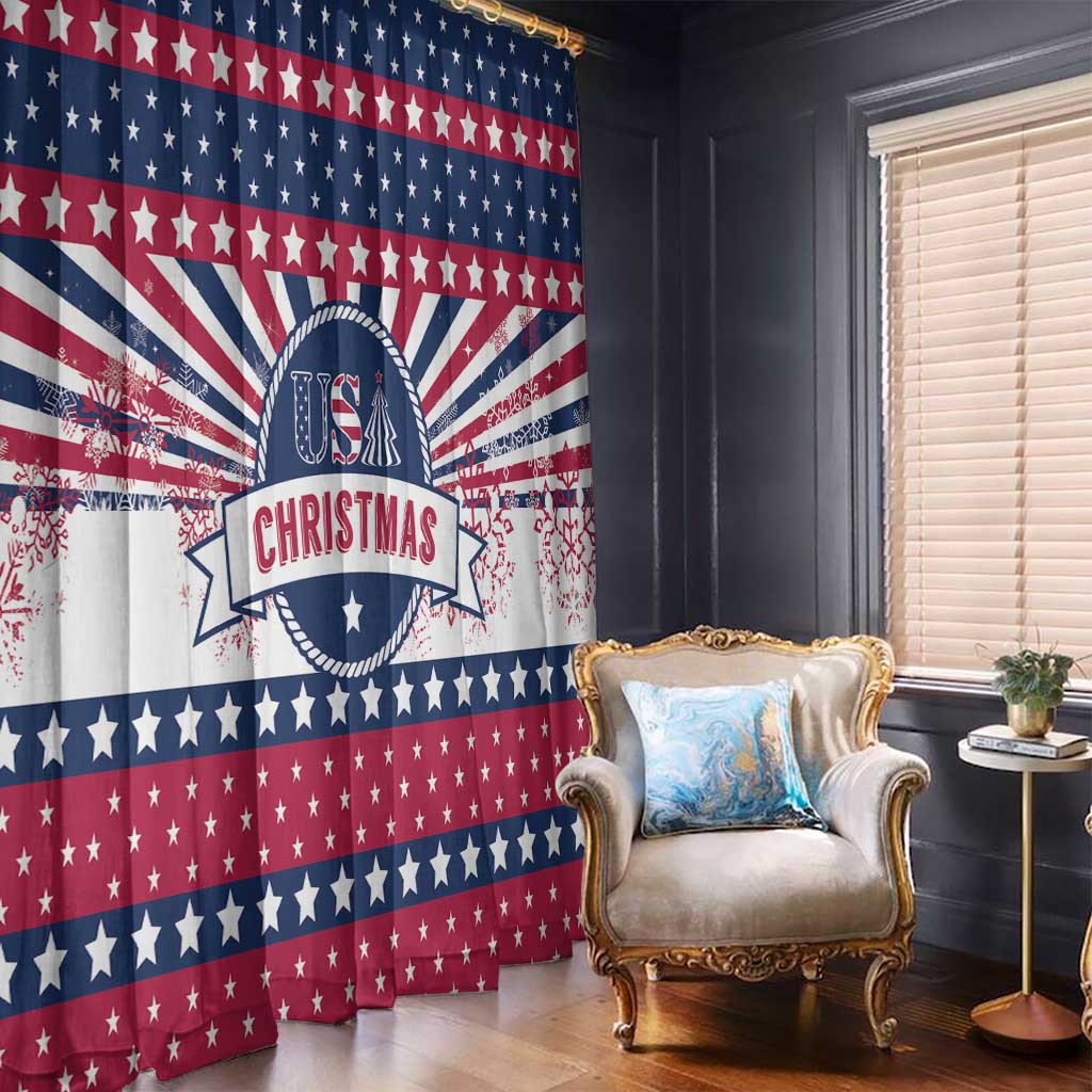 USA Christmas Window Curtain The Stars and Stripes Xmas Style - Wonder Print Shop