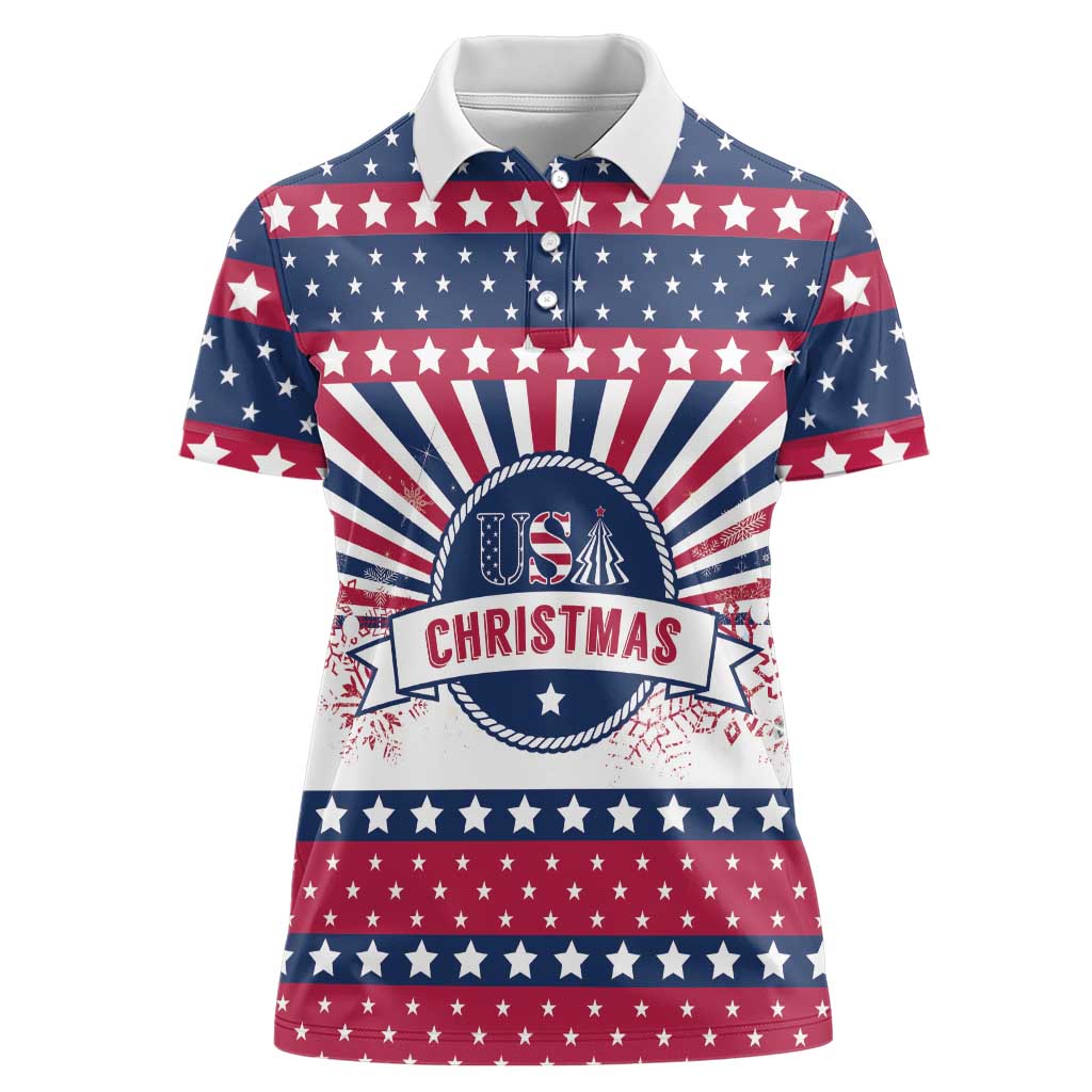 USA Christmas Women Polo Shirt The Stars and Stripes Xmas Style - Wonder Print Shop
