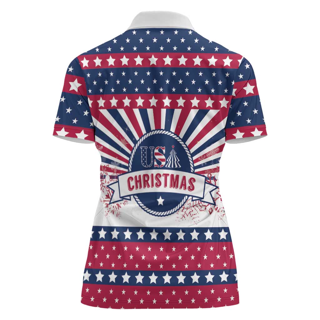 USA Christmas Women Polo Shirt The Stars and Stripes Xmas Style - Wonder Print Shop