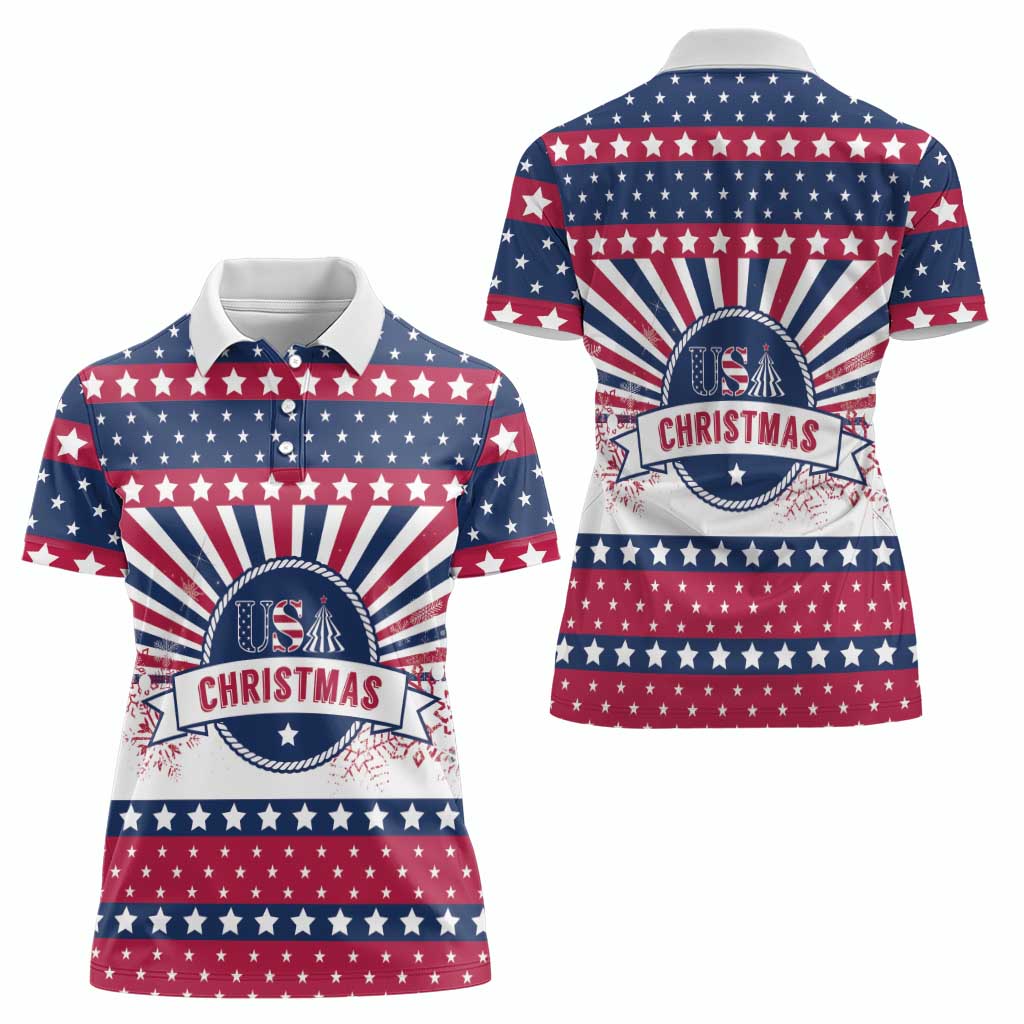 USA Christmas Women Polo Shirt The Stars and Stripes Xmas Style - Wonder Print Shop