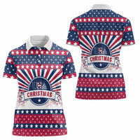 USA Christmas Women Polo Shirt The Stars and Stripes Xmas Style - Wonder Print Shop