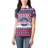 USA Christmas Women Polo Shirt The Stars and Stripes Xmas Style - Wonder Print Shop