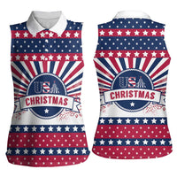 USA Christmas Women Sleeveless Polo Shirt The Stars and Stripes Xmas Style - Wonder Print Shop