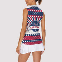 USA Christmas Women Sleeveless Polo Shirt The Stars and Stripes Xmas Style - Wonder Print Shop
