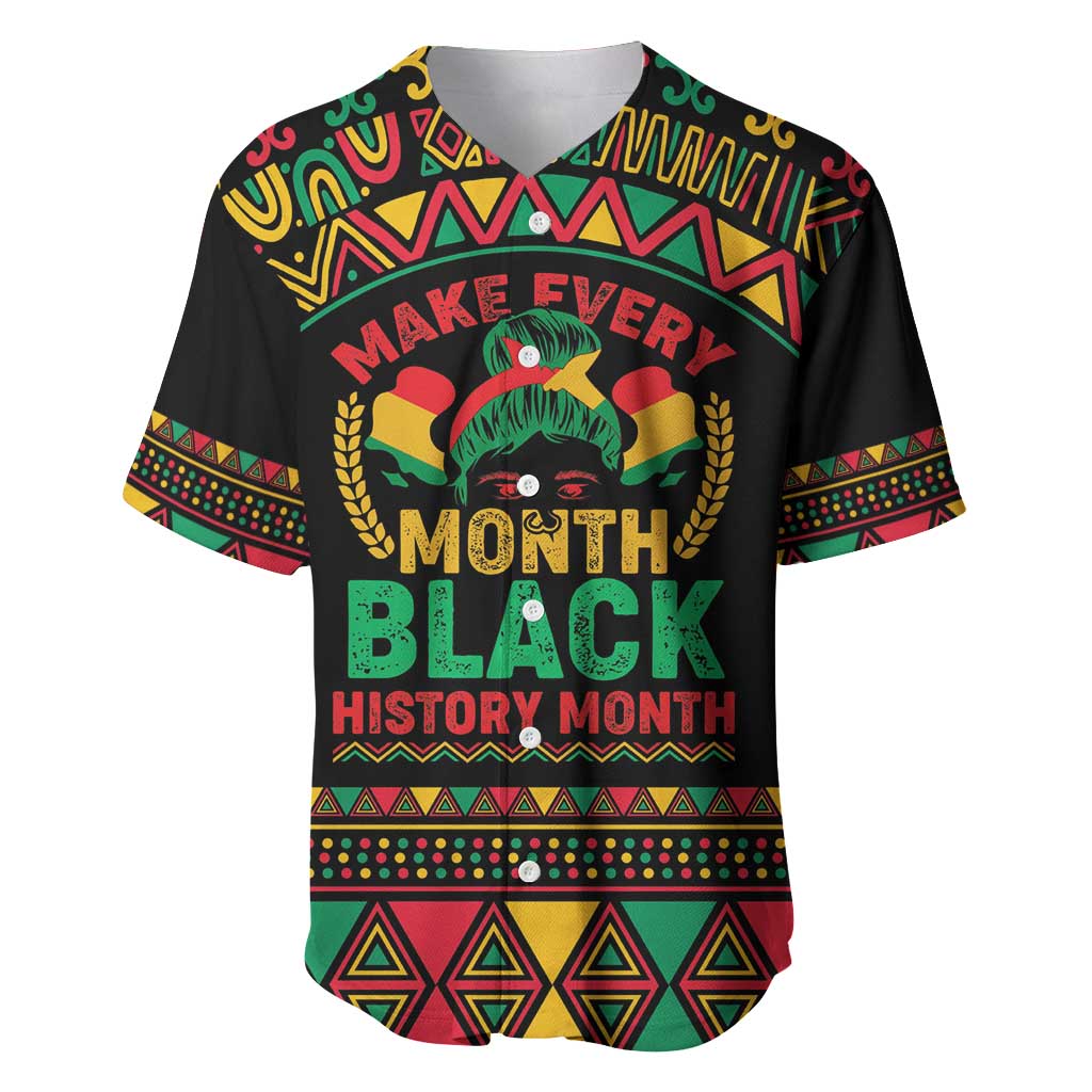 Make Every Month Black History Month Baseball Jersey African Pattern - Wonder Print Shop