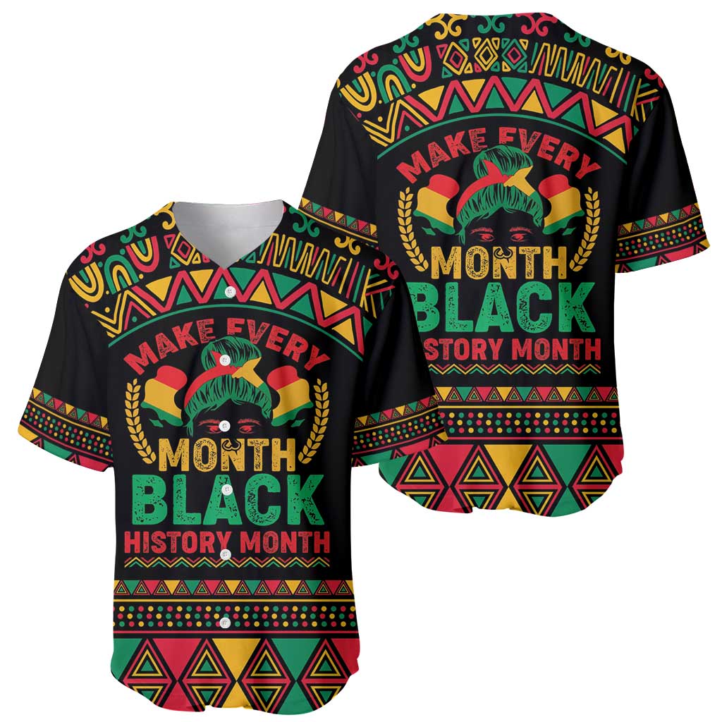 Make Every Month Black History Month Baseball Jersey African Pattern - Wonder Print Shop