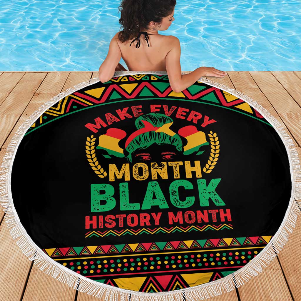 Make Every Month Black History Month Beach Blanket African Pattern - Wonder Print Shop