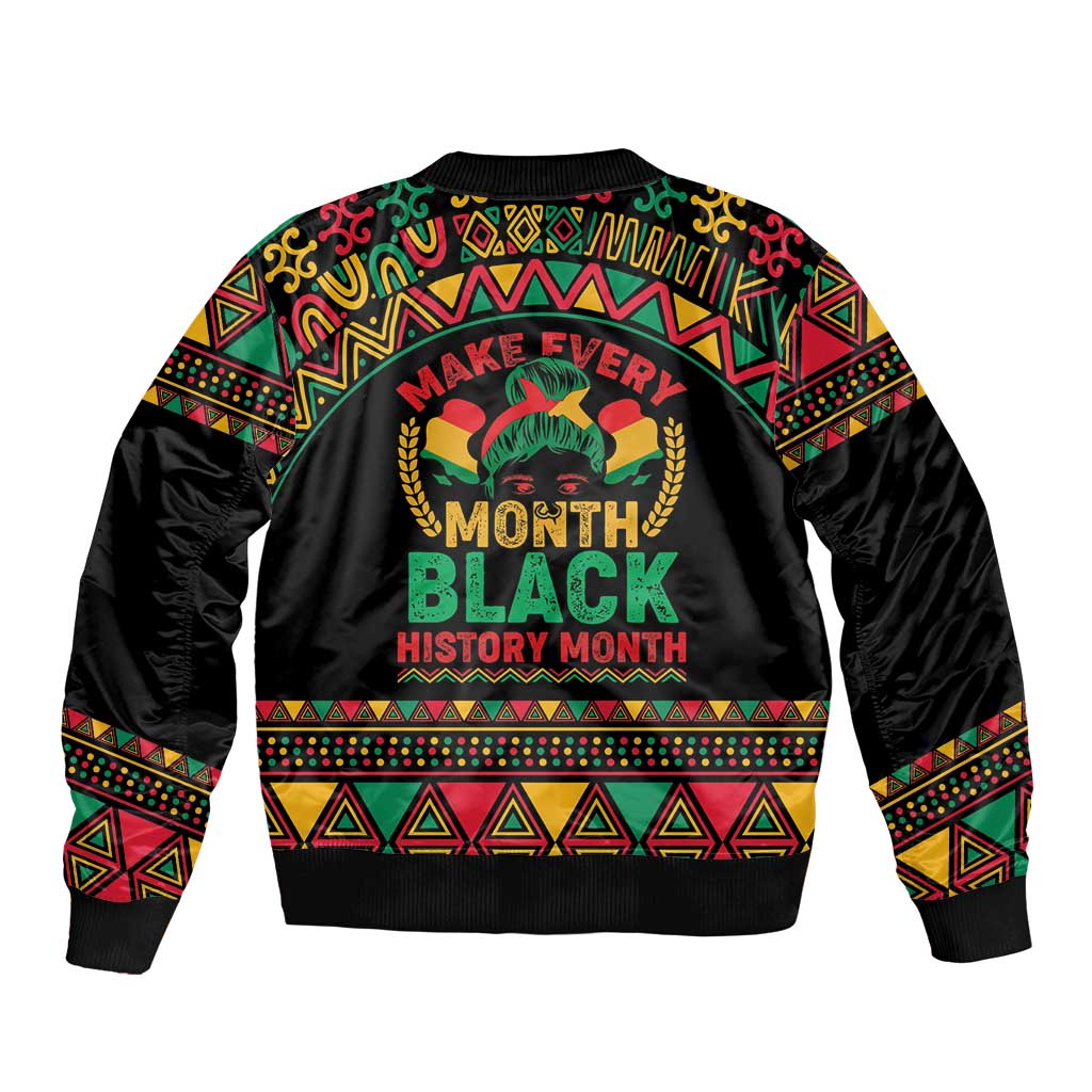 Make Every Month Black History Month Bomber Jacket African Pattern - Wonder Print Shop