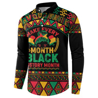 Make Every Month Black History Month Button Sweatshirt African Pattern - Wonder Print Shop