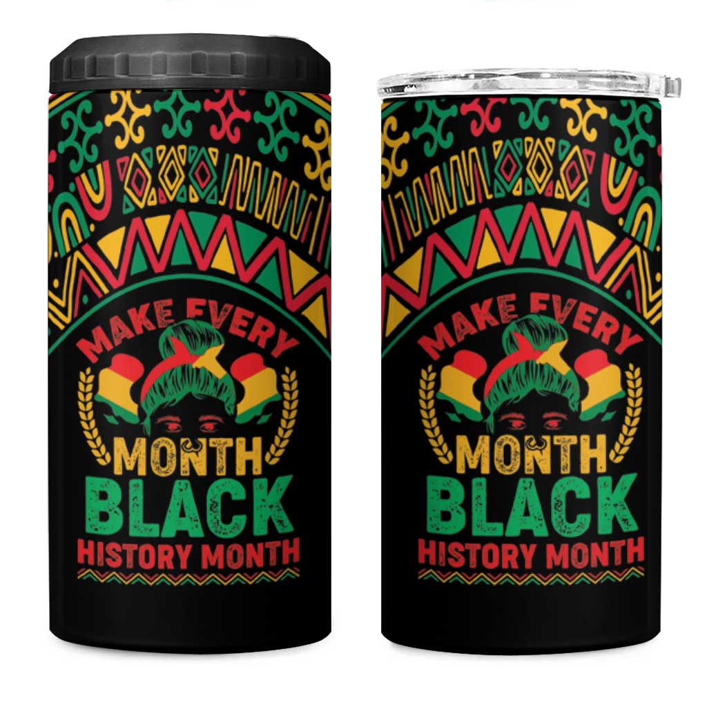 Make Every Month Black History Month 4 in 1 Can Cooler Tumbler African Pattern - Wonder Print Shop