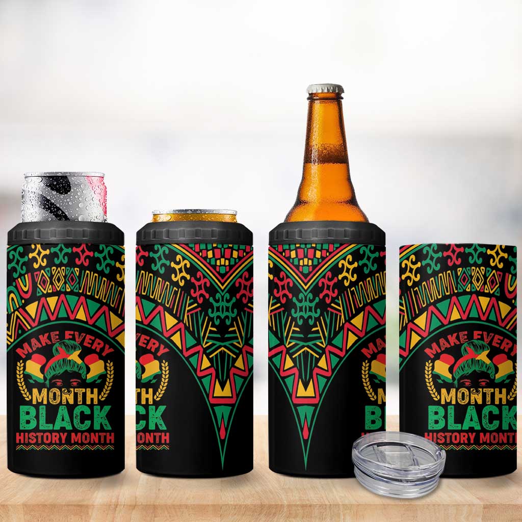 Make Every Month Black History Month 4 in 1 Can Cooler Tumbler African Pattern - Wonder Print Shop