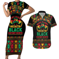 Make Every Month Black History Month Couples Matching Short Sleeve Bodycon Dress and Hawaiian Shirt African Pattern - Wonder Print Shop
