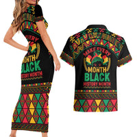 Make Every Month Black History Month Couples Matching Short Sleeve Bodycon Dress and Hawaiian Shirt African Pattern - Wonder Print Shop