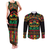 Make Every Month Black History Month Couples Matching Tank Maxi Dress and Long Sleeve Button Shirt African Pattern - Wonder Print Shop