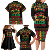 Make Every Month Black History Month Family Matching Long Sleeve Bodycon Dress and Hawaiian Shirt African Pattern - Wonder Print Shop