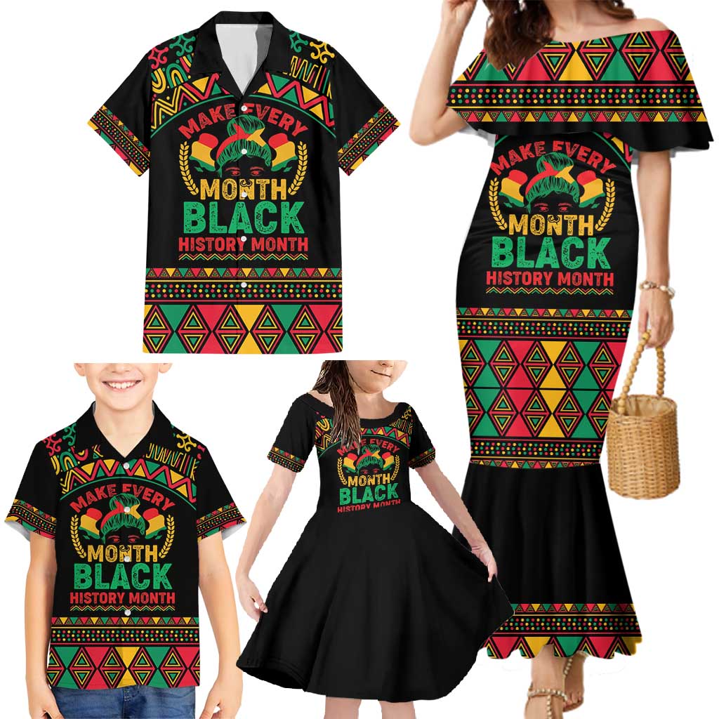 Make Every Month Black History Month Family Matching Mermaid Dress and Hawaiian Shirt African Pattern - Wonder Print Shop