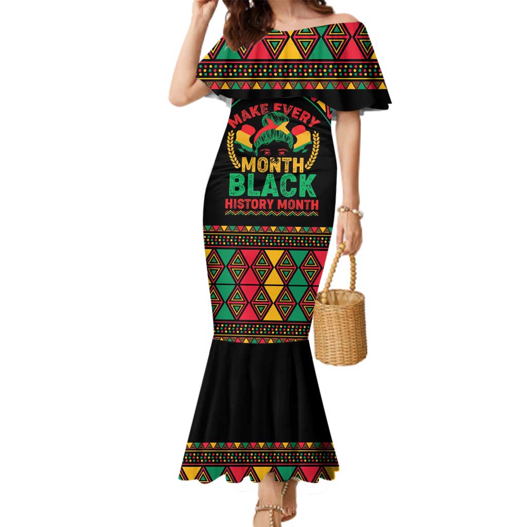 Make Every Month Black History Month Family Matching Mermaid Dress and Hawaiian Shirt African Pattern - Wonder Print Shop