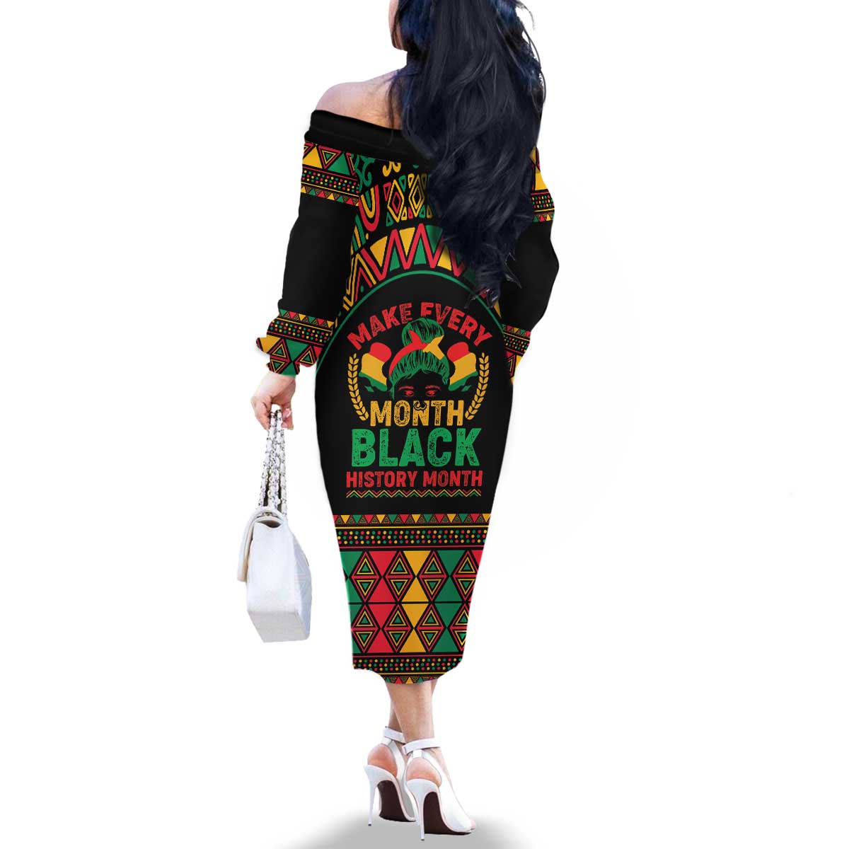 Make Every Month Black History Month Family Matching Off The Shoulder Long Sleeve Dress and Hawaiian Shirt African Pattern - Wonder Print Shop