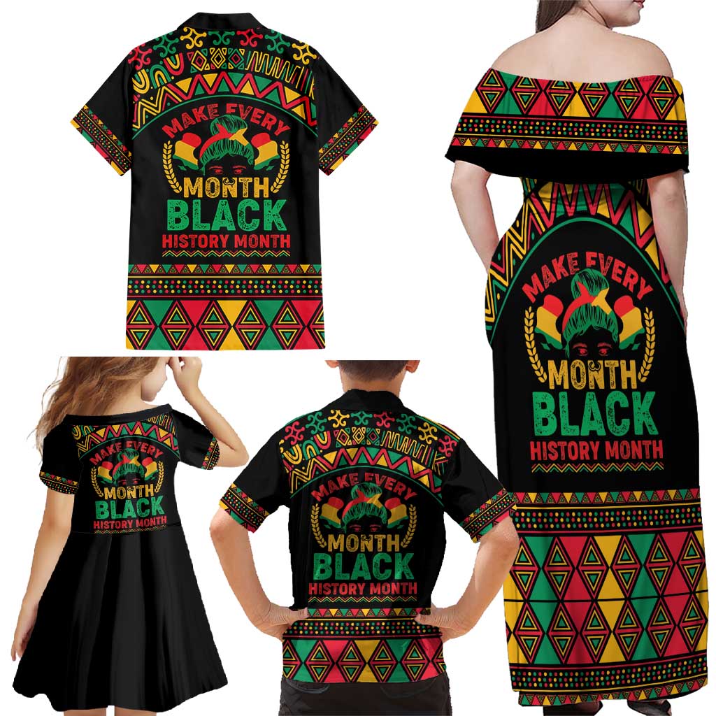 Make Every Month Black History Month Family Matching Off Shoulder Maxi Dress and Hawaiian Shirt African Pattern - Wonder Print Shop