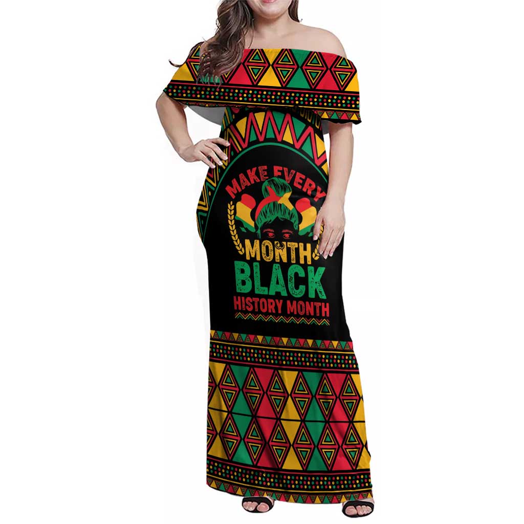 Make Every Month Black History Month Family Matching Off Shoulder Maxi Dress and Hawaiian Shirt African Pattern - Wonder Print Shop