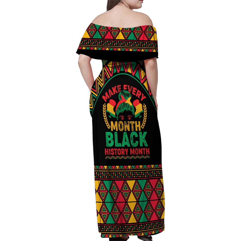 Make Every Month Black History Month Family Matching Off Shoulder Maxi Dress and Hawaiian Shirt African Pattern - Wonder Print Shop