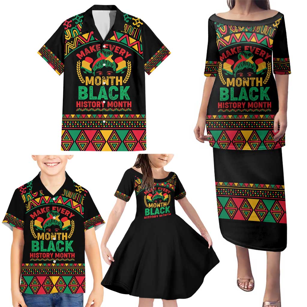 Make Every Month Black History Month Family Matching Puletasi and Hawaiian Shirt African Pattern - Wonder Print Shop
