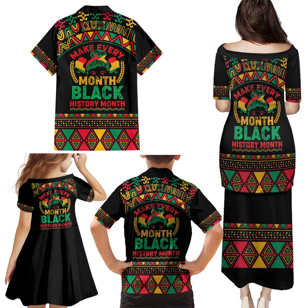 Make Every Month Black History Month Family Matching Puletasi and Hawaiian Shirt African Pattern - Wonder Print Shop