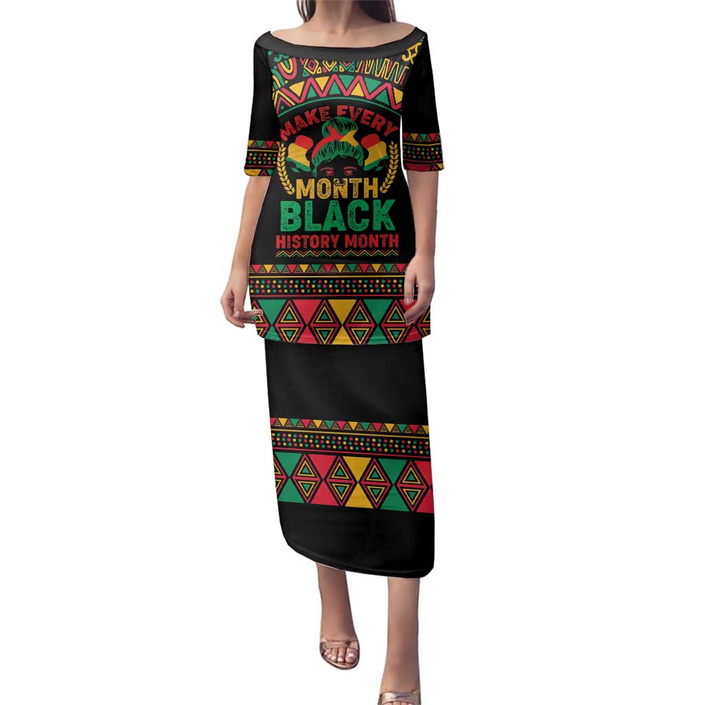 Make Every Month Black History Month Family Matching Puletasi and Hawaiian Shirt African Pattern - Wonder Print Shop