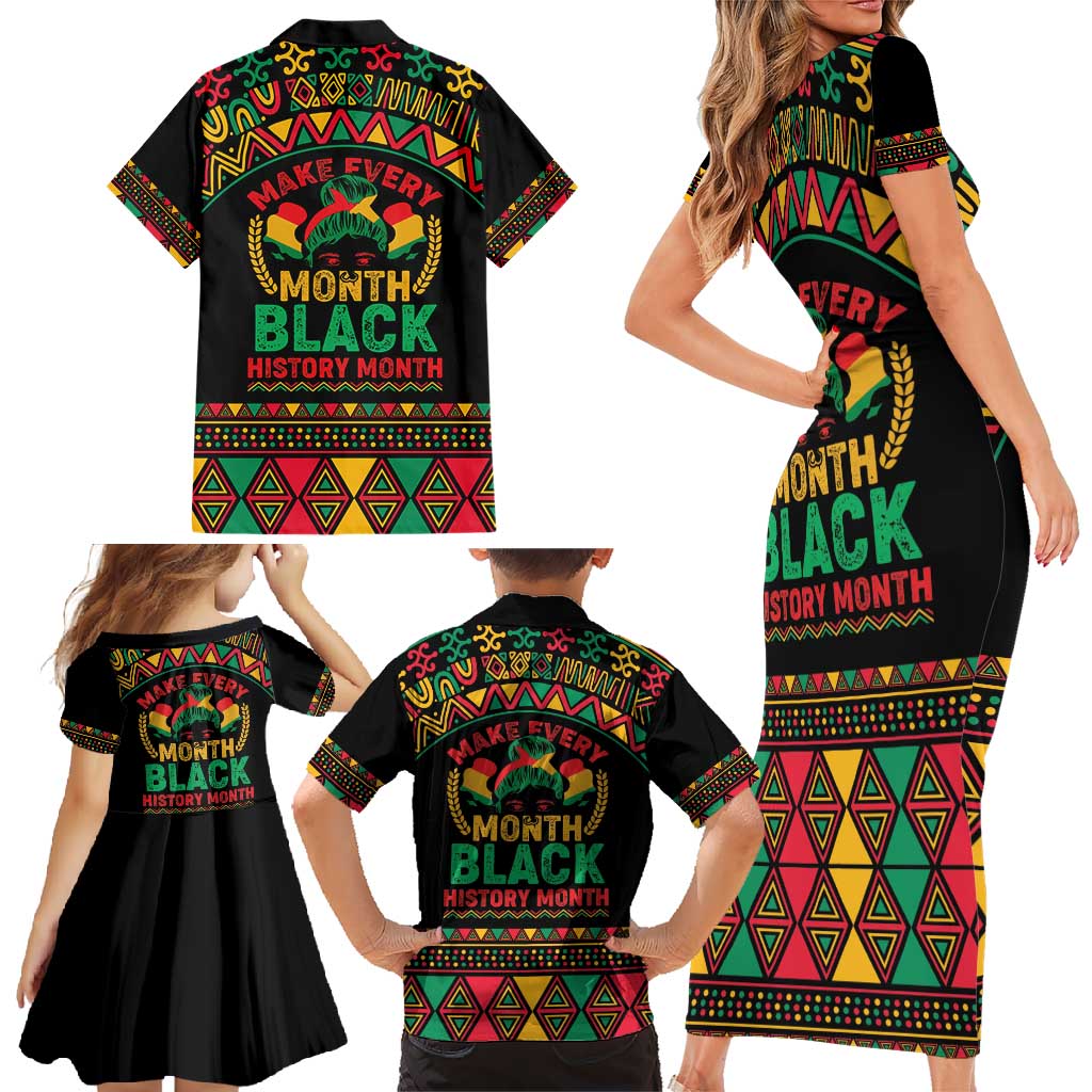 Make Every Month Black History Month Family Matching Short Sleeve Bodycon Dress and Hawaiian Shirt African Pattern - Wonder Print Shop