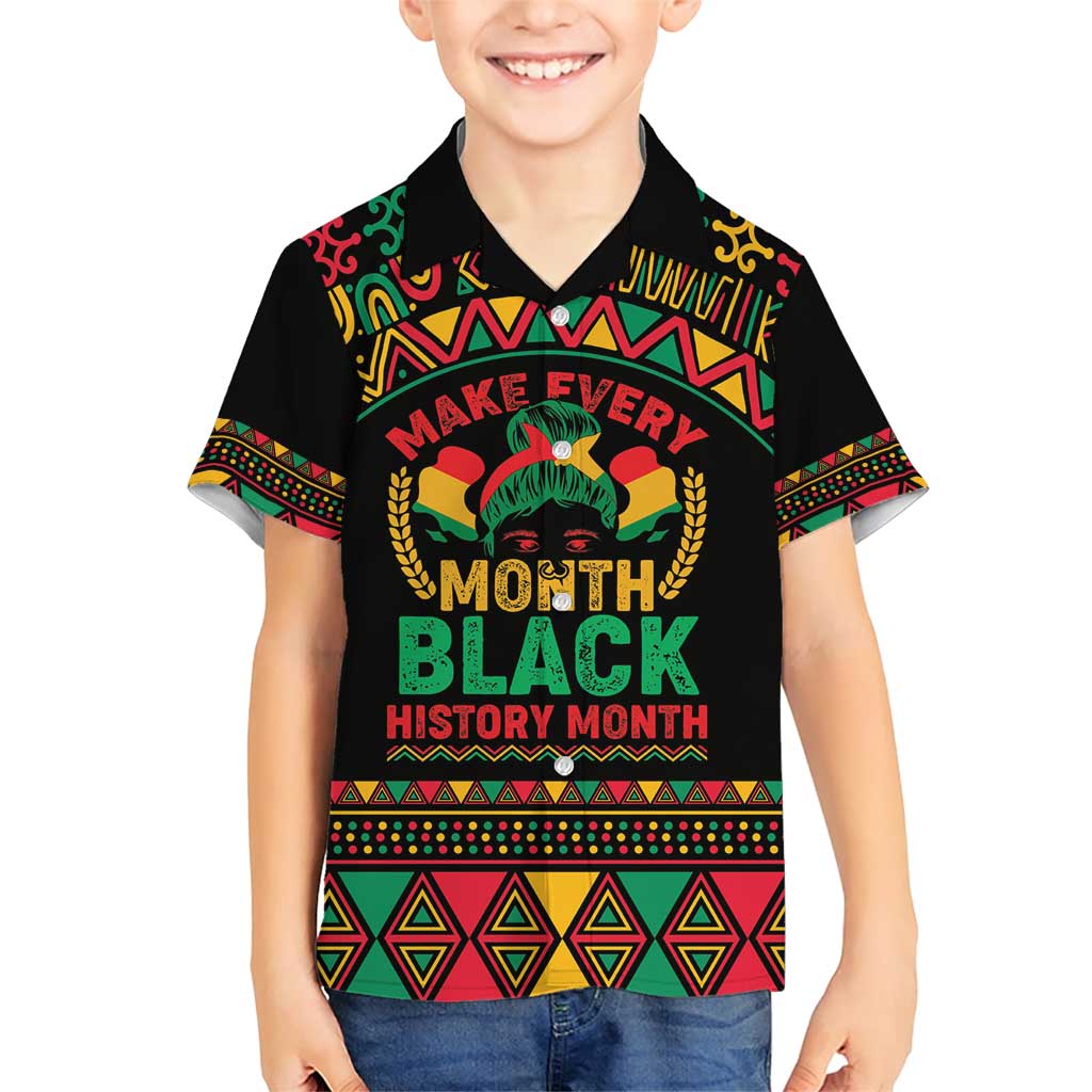 Make Every Month Black History Month Family Matching Short Sleeve Bodycon Dress and Hawaiian Shirt African Pattern - Wonder Print Shop