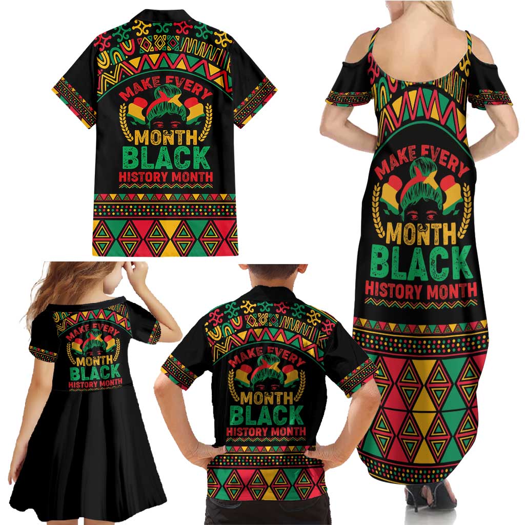Make Every Month Black History Month Family Matching Summer Maxi Dress and Hawaiian Shirt African Pattern - Wonder Print Shop