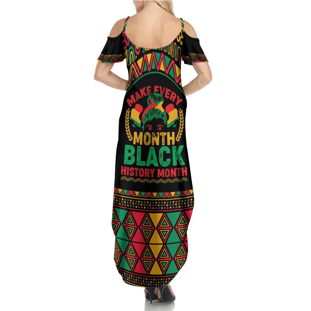 Make Every Month Black History Month Family Matching Summer Maxi Dress and Hawaiian Shirt African Pattern - Wonder Print Shop