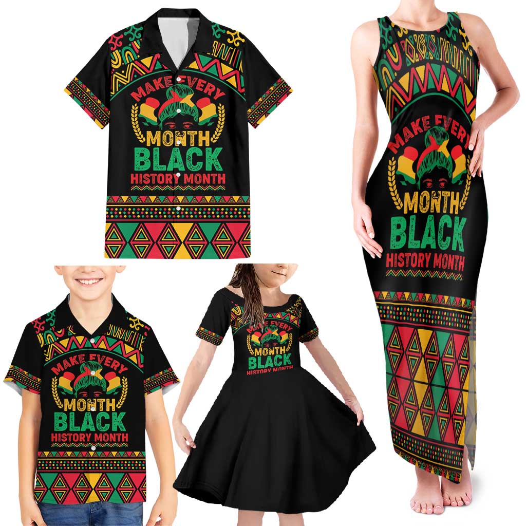 Make Every Month Black History Month Family Matching Tank Maxi Dress and Hawaiian Shirt African Pattern - Wonder Print Shop