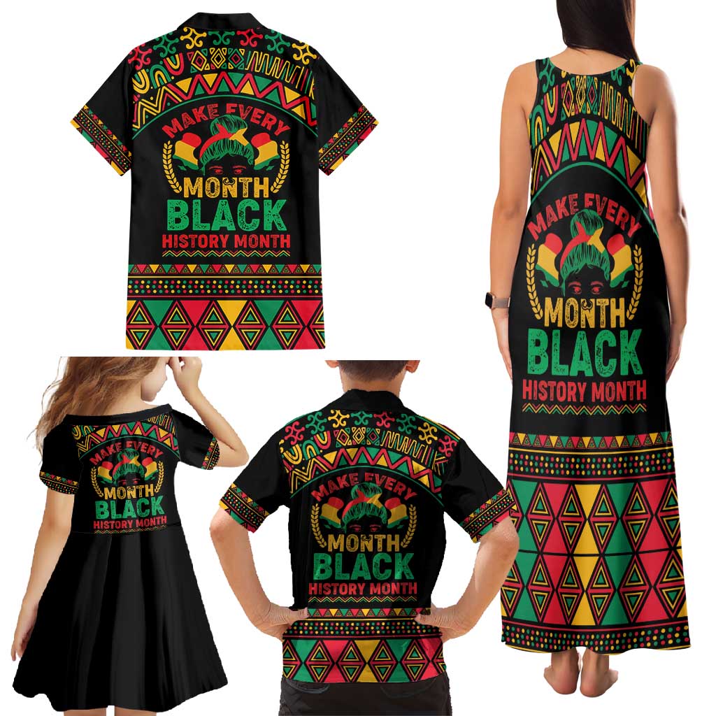 Make Every Month Black History Month Family Matching Tank Maxi Dress and Hawaiian Shirt African Pattern - Wonder Print Shop