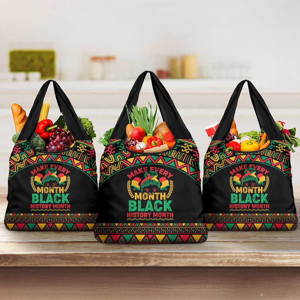 Make Every Month Black History Month Grocery Bag African Pattern
